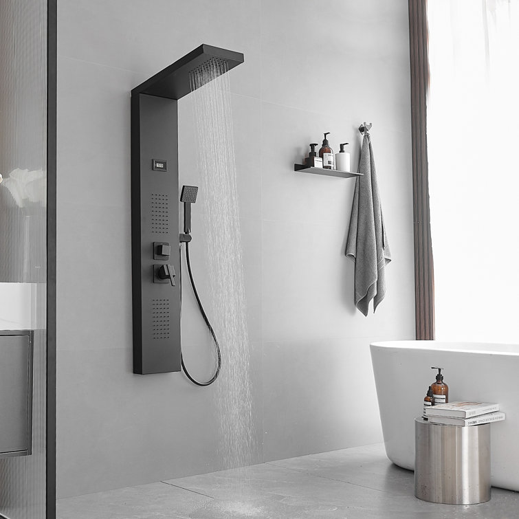 Matte Black 51.57'' Shower Panel with Rainfall Shower Head