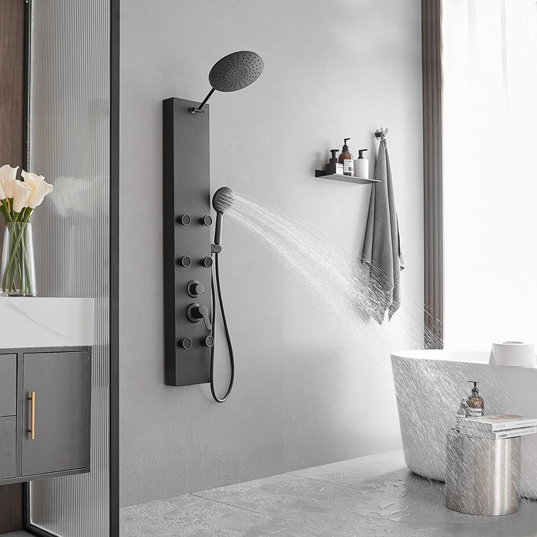 Matte Black 60.55'' Shower Panel with Adjustable Head and Jets
