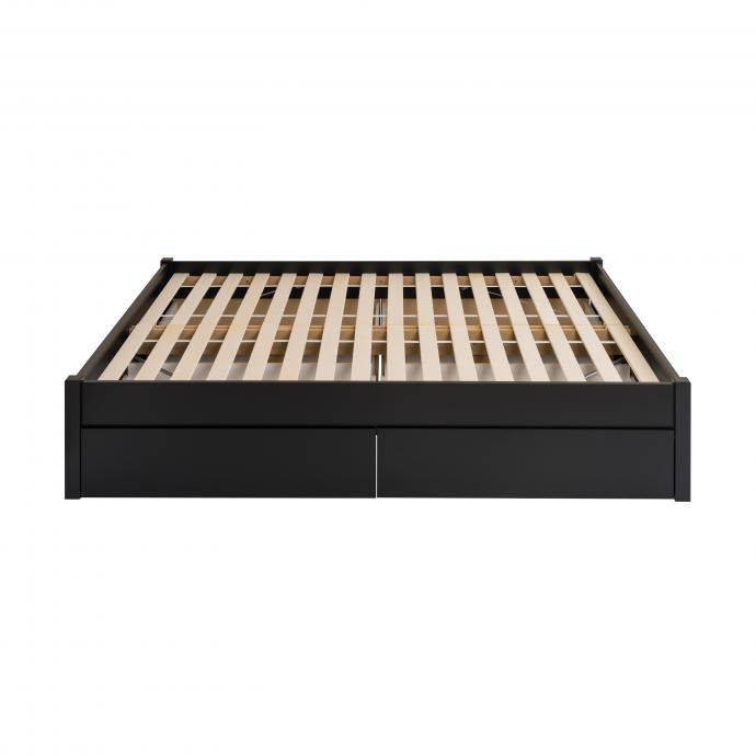 Black Queen Wood Frame Platform Bed with Storage Drawers