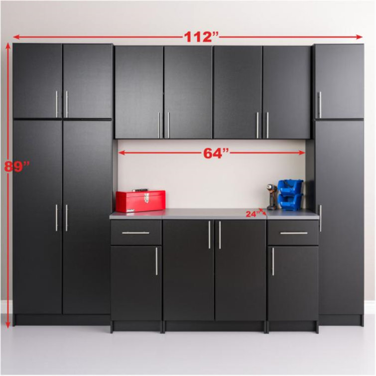 Elite Black 112" 9-Piece Storage Cabinet System