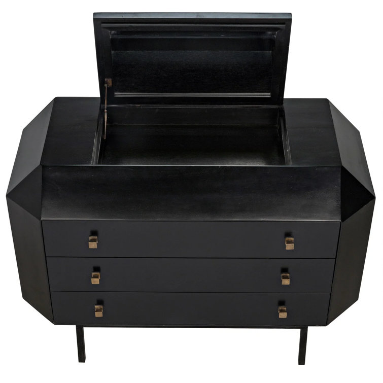 Rhiana Vintage-Inspired Hand-Rubbed Black Mahogany Accent Chest
