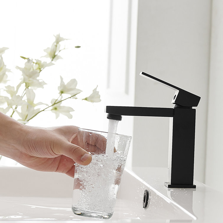 Matte Black Stainless Steel Single-Handle Bathroom Faucet