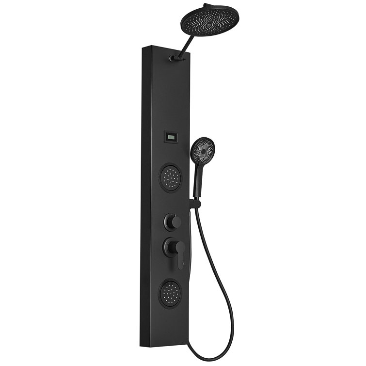 Matte Black 60.55'' Shower Panel with Adjustable Rainfall Shower Head