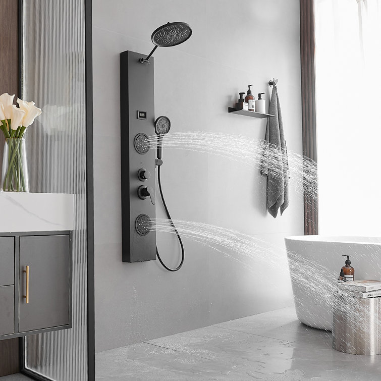 Matte Black 60.55'' Shower Panel with Adjustable Rainfall Shower Head