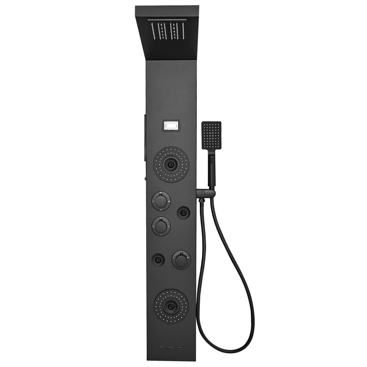 Matte Black 47'' Shower Panel System with LED Light and Body Jets