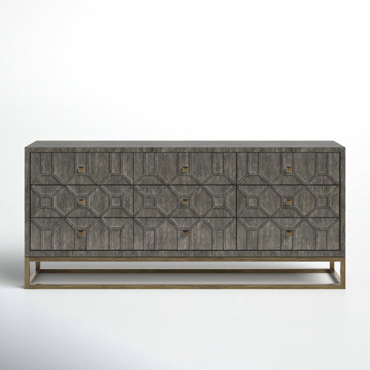 Dezi 70'' Natural Wood Farmhouse Sideboard with Brass Accents