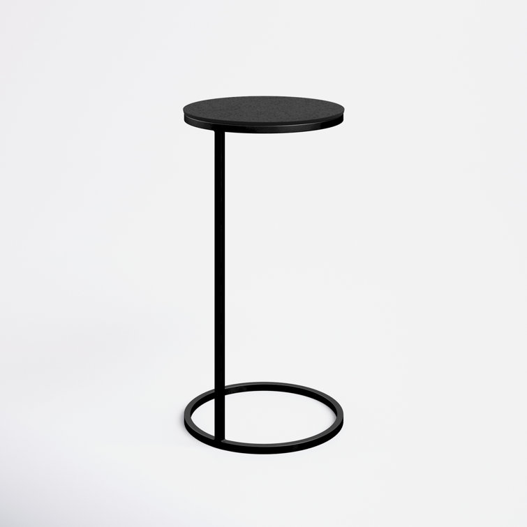 Brunei 13'' Aged Black and Bronze Round Wood & Metal Accent Table