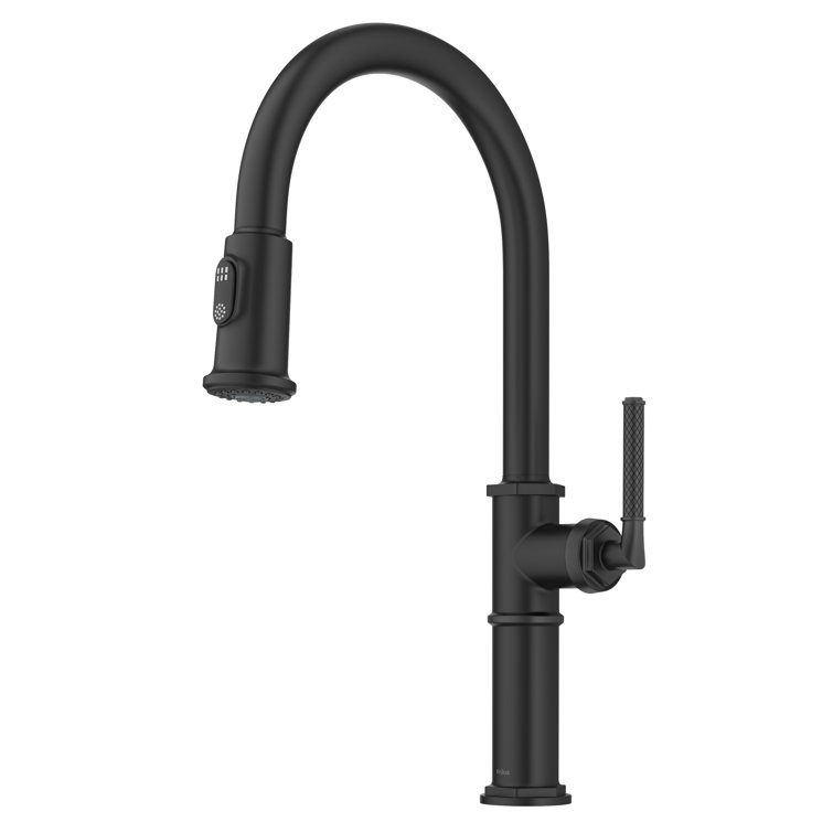 Matte Black Brass Pull-Down Single Handle Kitchen Faucet