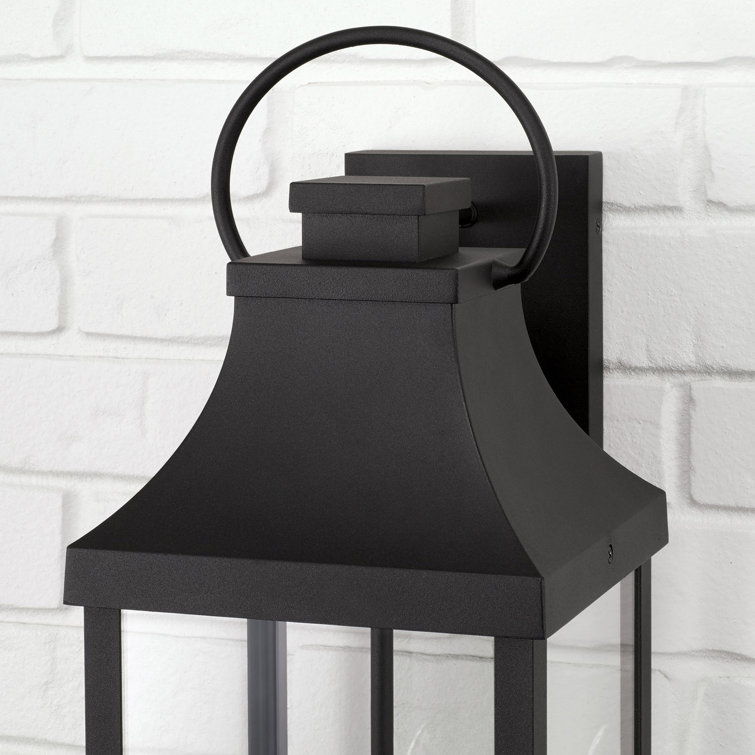 Bradford Dimmable 3-Light Outdoor Wall Lantern in Black with Clear Glass