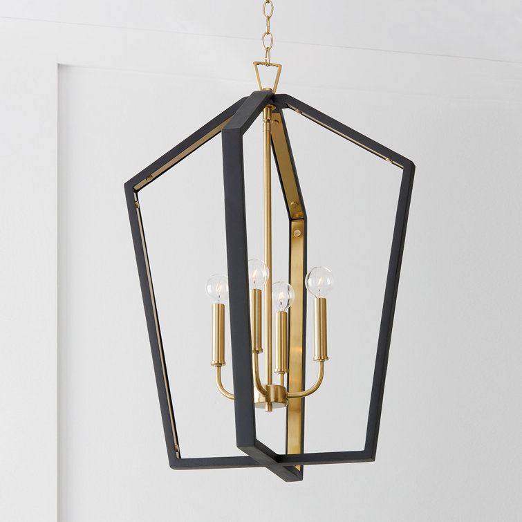Maren Transitional 4-Light Pendant in Matte Black and Brass