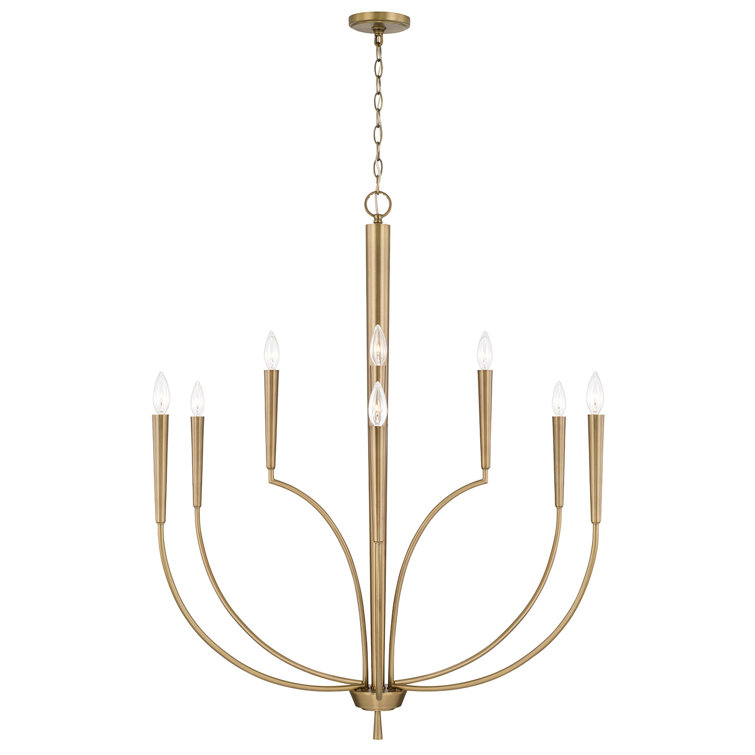 Elegant Aged Brass 10-Light Chandelier with Tapered Candle Sleeves