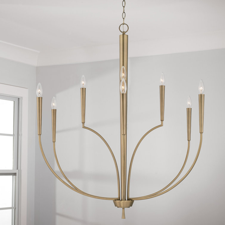 Elegant Aged Brass 10-Light Chandelier with Tapered Candle Sleeves