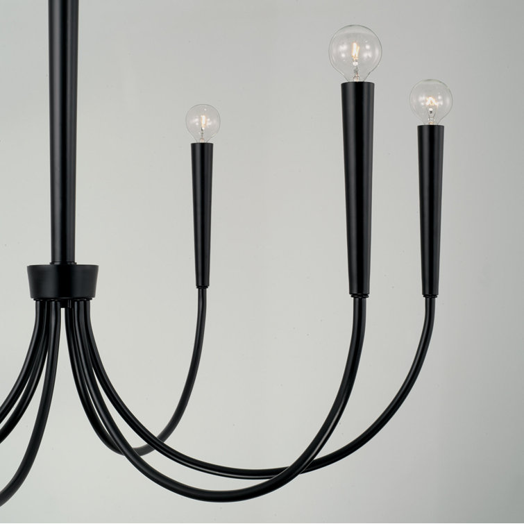 Elegant 6-Light Matte Black Taper Candle Chandelier