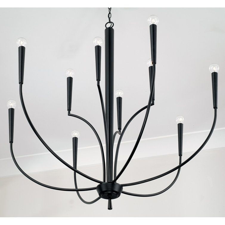 Holden Matte Black 10-Light Tapered Candle Chandelier
