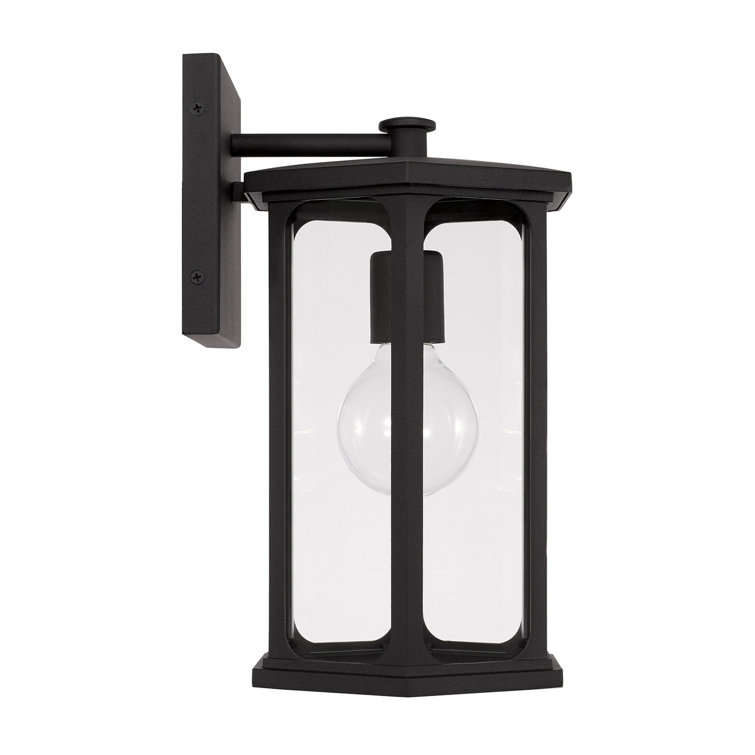Black and Clear Glass Outdoor Wall Lantern