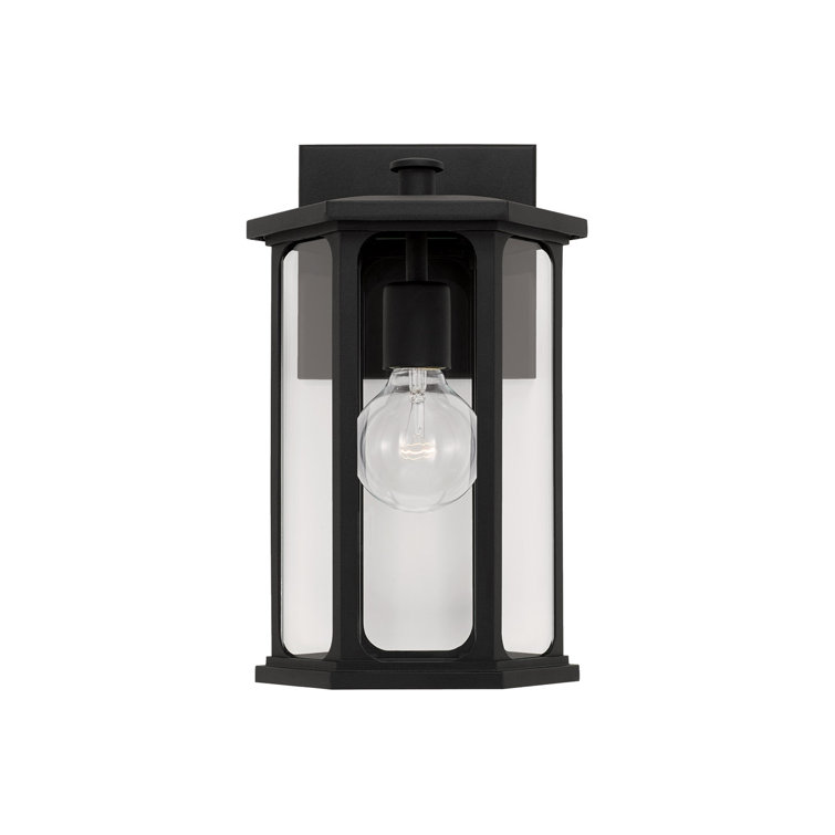 Black and Clear Glass Outdoor Wall Lantern