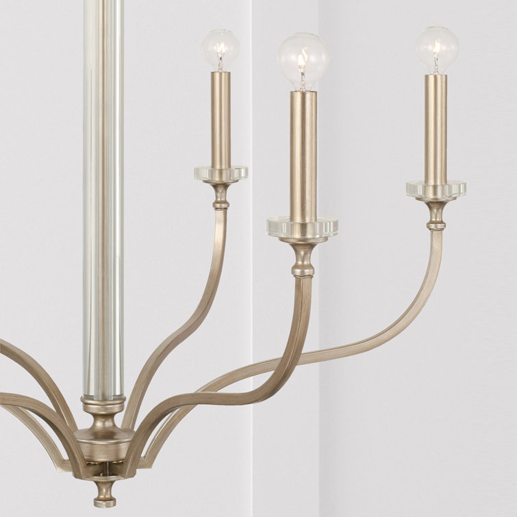 Brushed Champagne Crystal 6-Light Candle Chandelier