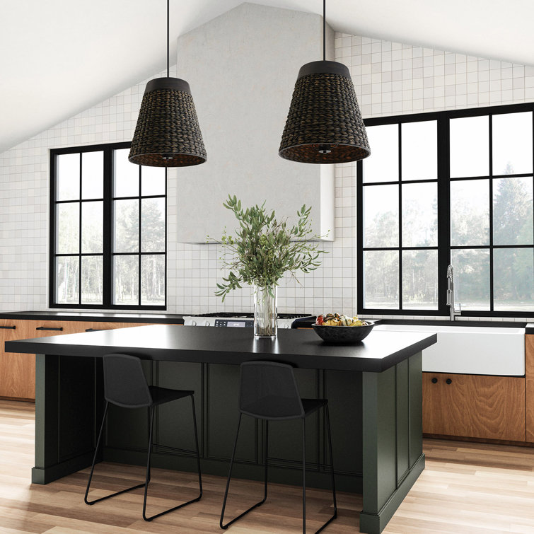 Tallulah 4-Light Charcoal Wash Drum Pendant with Matte Black Accents