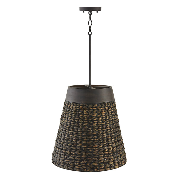 Tallulah 4-Light Charcoal Wash Drum Pendant with Matte Black Accents