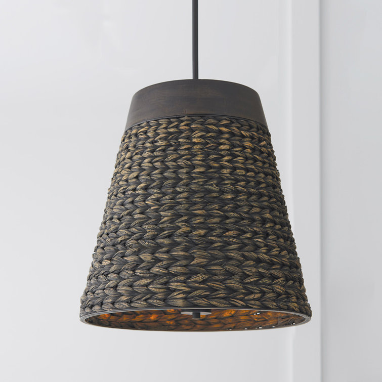 Tallulah 4-Light Charcoal Wash Drum Pendant with Matte Black Accents