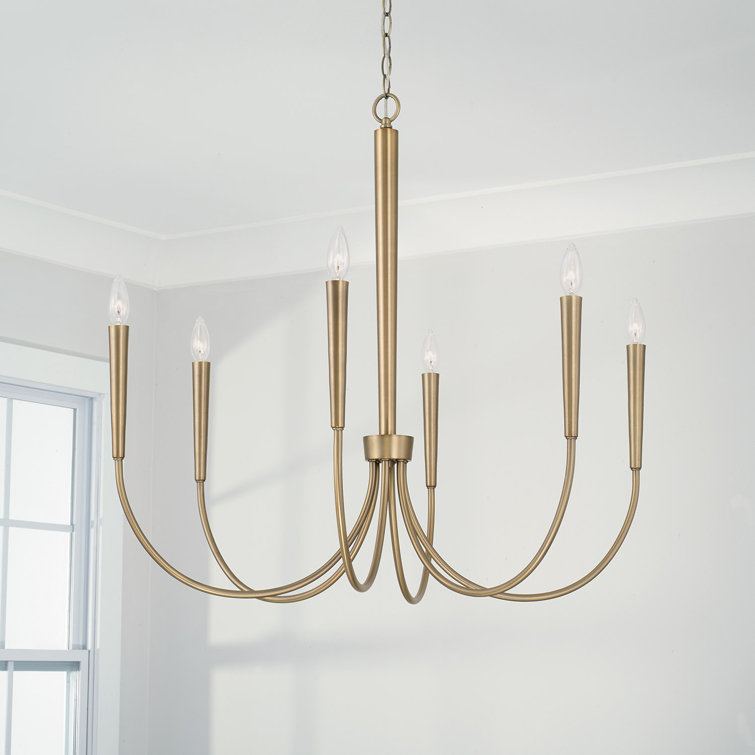 Elegant Aged Brass 6-Light Traditional Taper Candle Chandelier