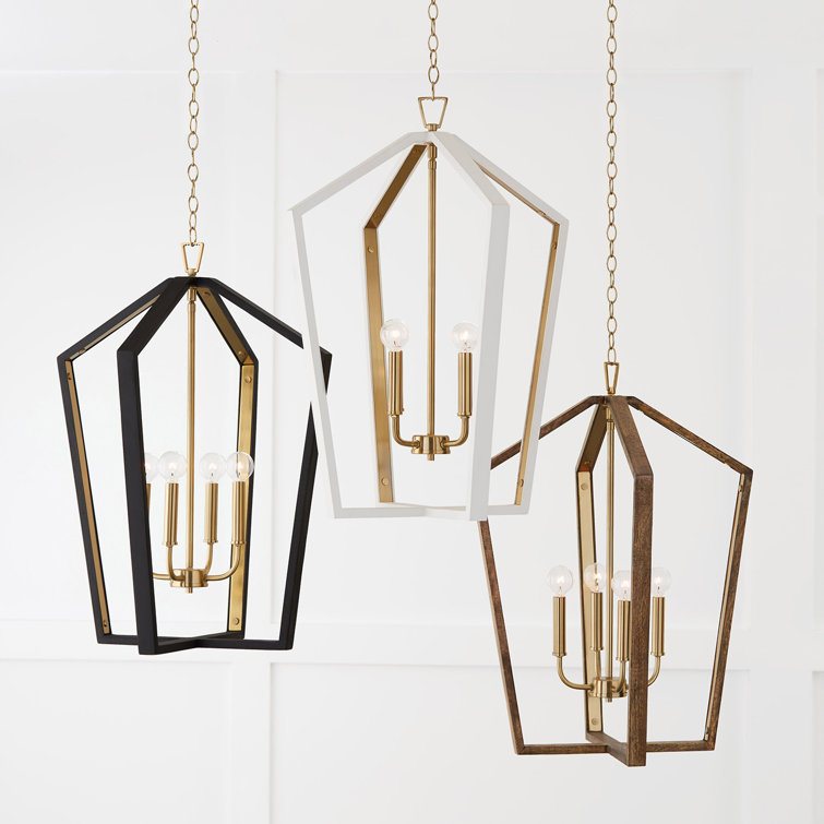 Maren Transitional 4-Light Pendant in Matte Black and Brass