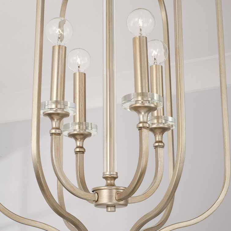 Brushed Champagne 4-Light Transitional Pendant with Acrylic Accents