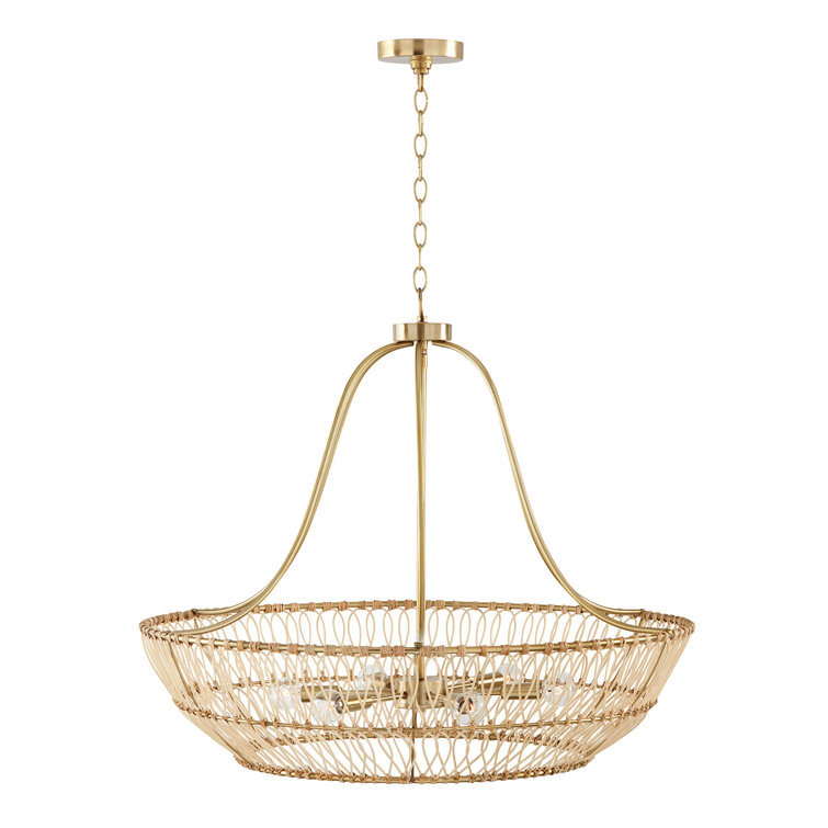Wren 6-Light Matte Brass Empire Chandelier with Artisan Loop Design