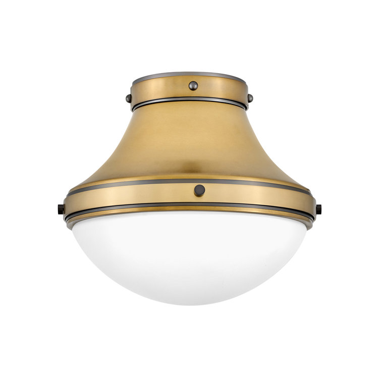 Oliver Heritage Brass and Black Oxide LED Flush Mount with Etched Opal Glass