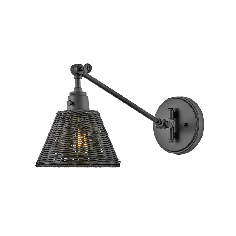 Black and Bronze Rattan Plug-In Wall Sconce