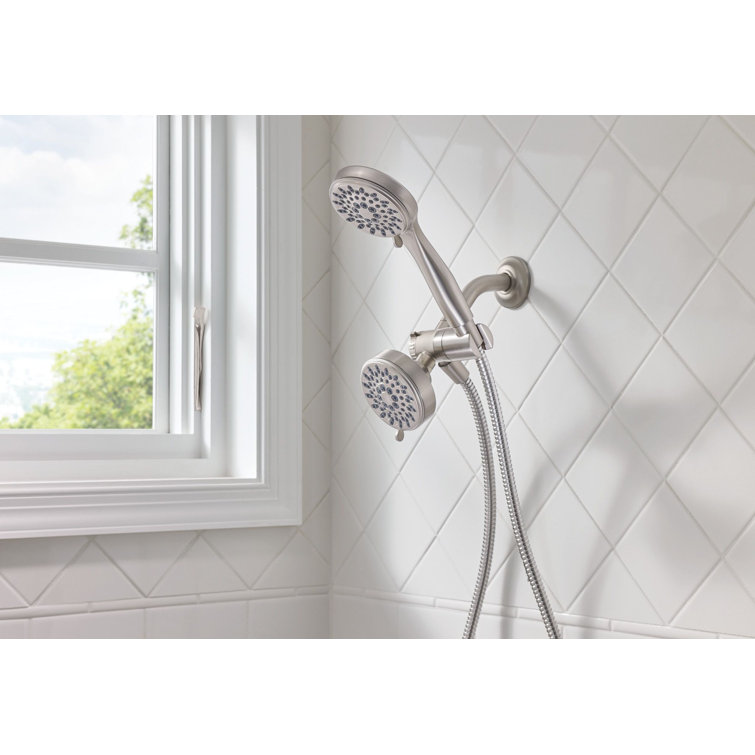 Brushed Nickel Multi-Head Handheld Shower with Pulse Jet