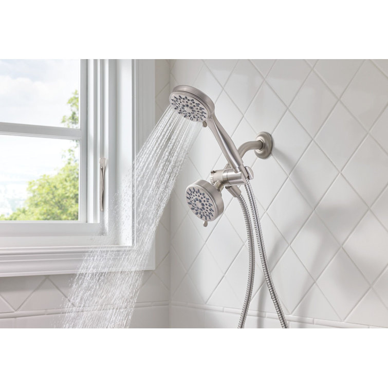 Brushed Nickel Multi-Head Handheld Shower with Pulse Jet