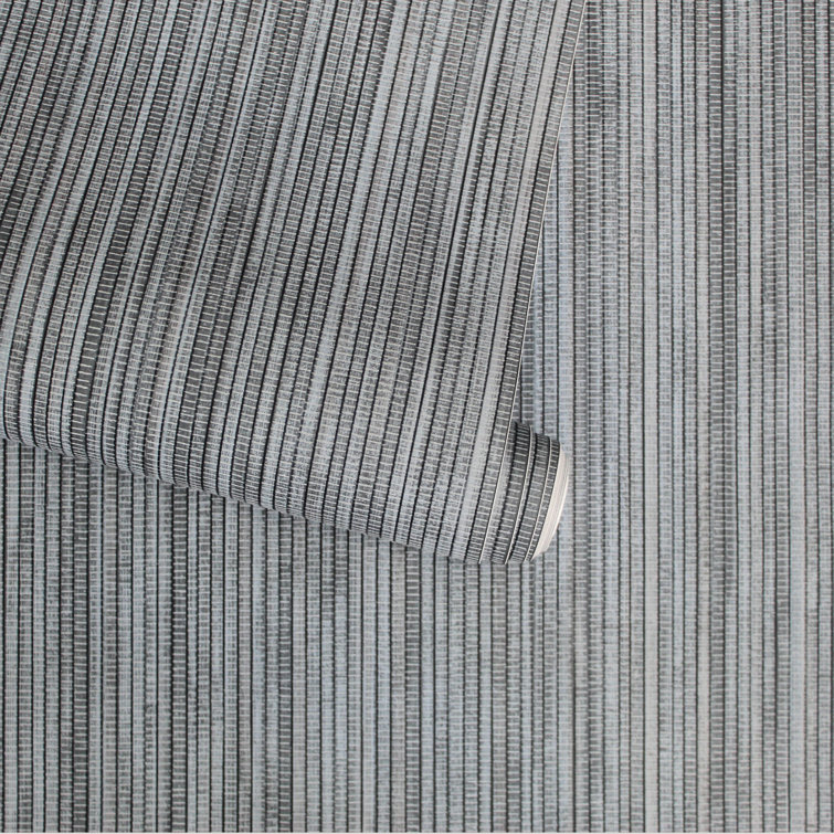 Chambray Blue Faux Grasscloth Textured Peel and Stick Wallpaper Roll