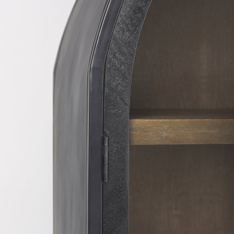 Sloan Black Iron and Dark Mango Wood Arch Cabinet