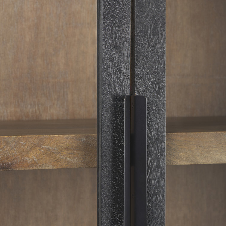 Sloan Black Iron and Dark Mango Wood Arch Cabinet