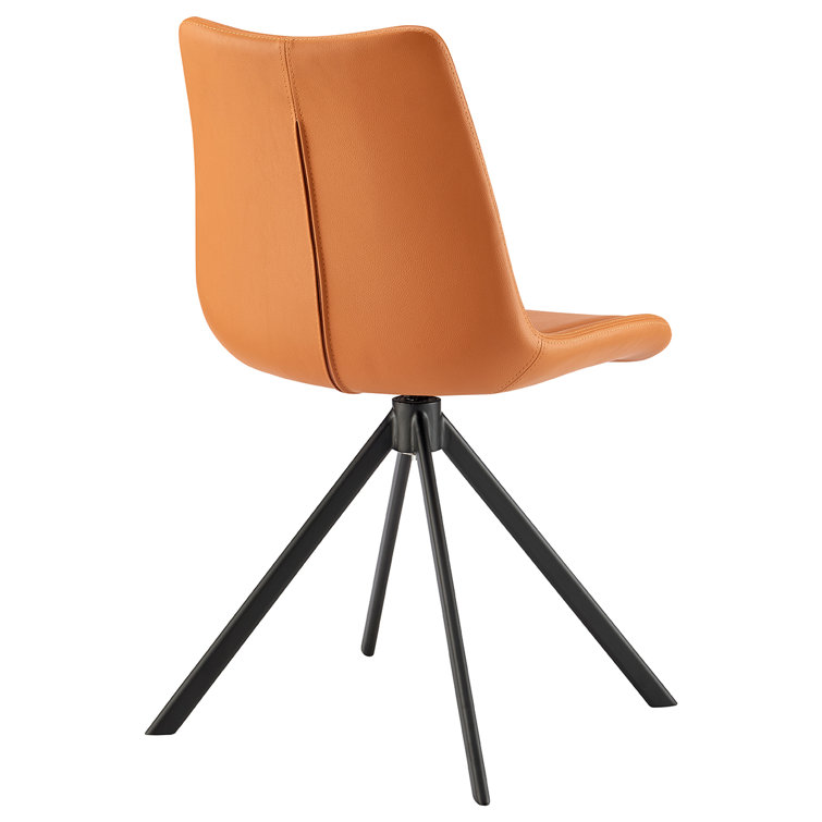 Cognac Faux Leather Armless Swivel Side Chair
