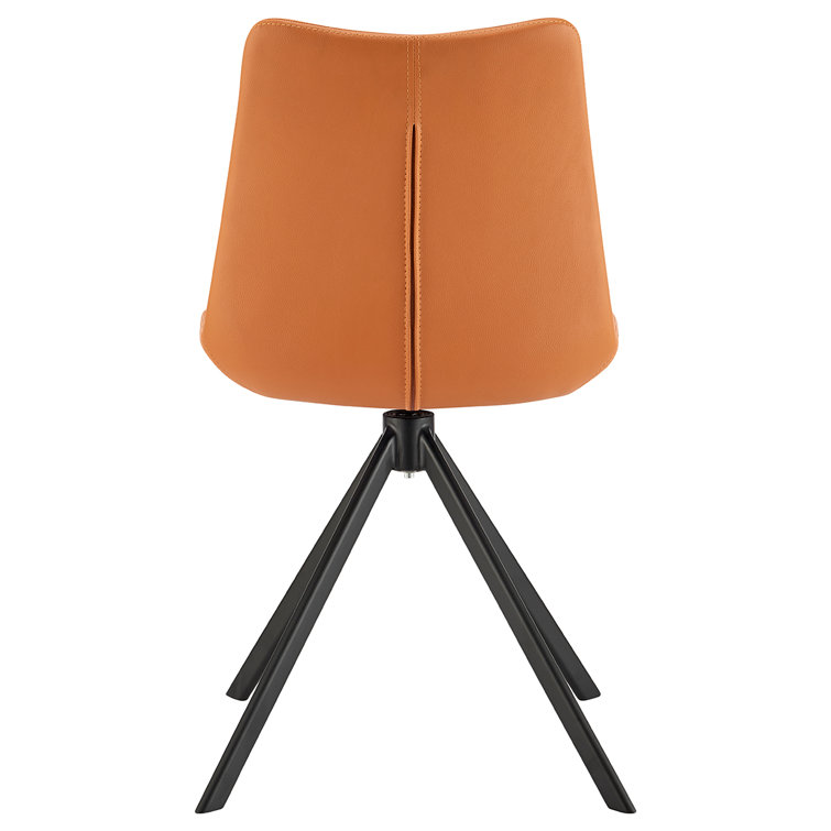 Cognac Faux Leather Armless Swivel Side Chair