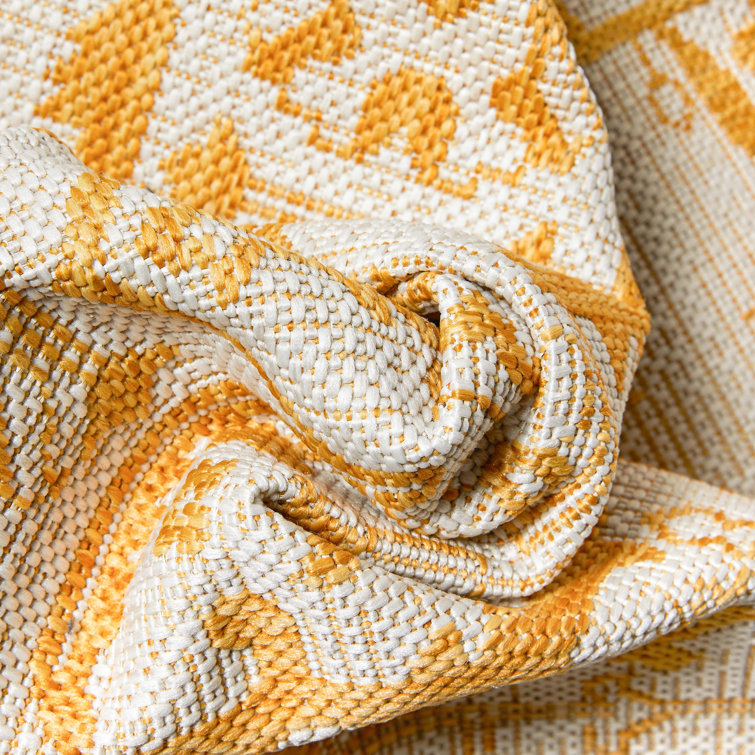 Sunny Oriental Bliss 8' x 10' Yellow Synthetic Area Rug