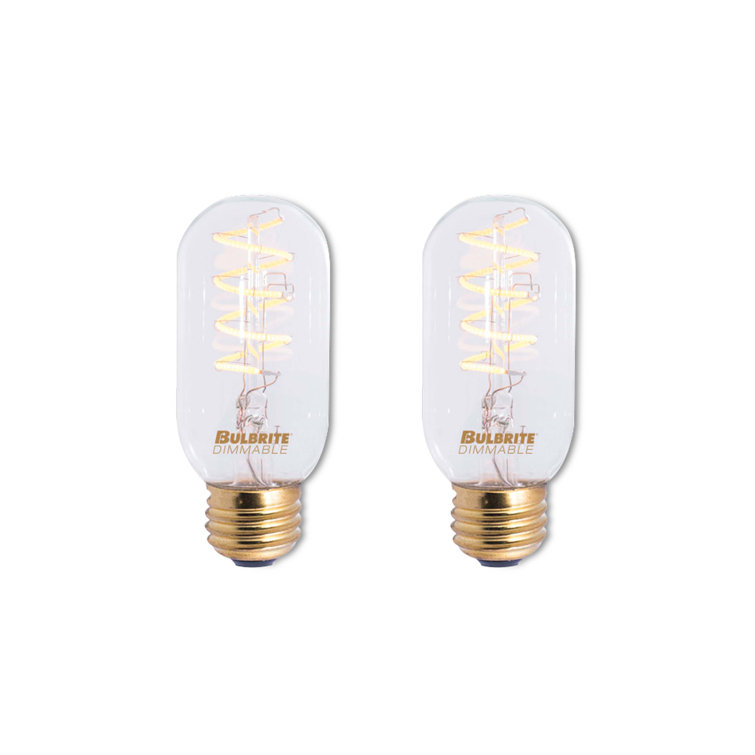 Amber Dimmable LED T14 Decorative Light Bulbs, 2 Pack