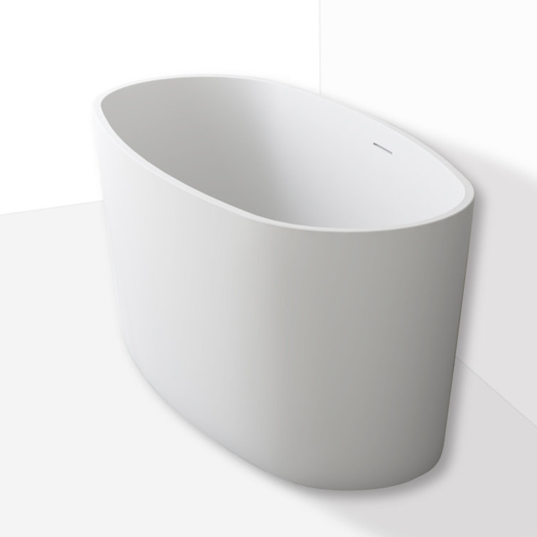 White Matte Oval Freestanding Solid Surface Bathtub