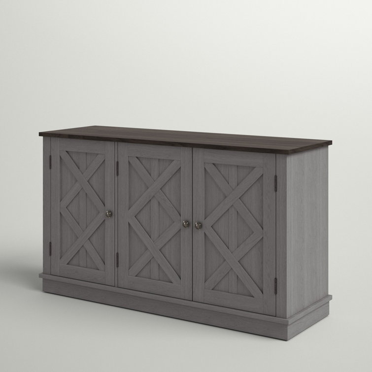 Gray Rustic Wood Finish 48" 3-Door Accent Cabinet