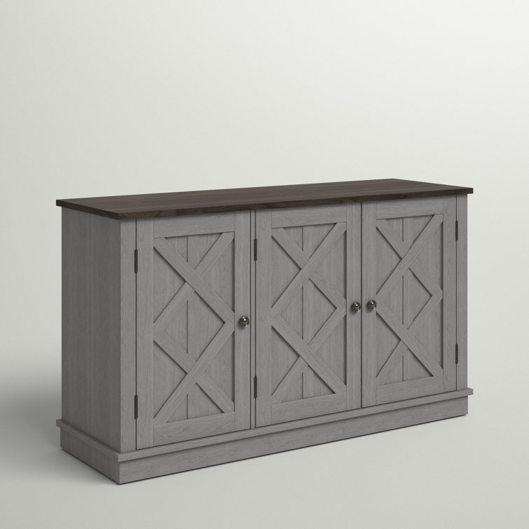 Gray Rustic Wood Finish 48" 3-Door Accent Cabinet