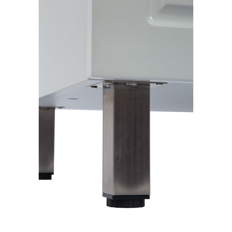 Stainless Steel Utility Sink with White Storage Cabinet
