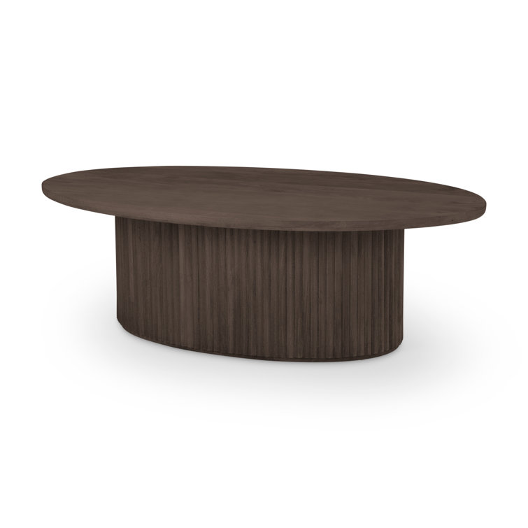 Dark Brown Oval Wood Lift-Top Coffee Table with Storage