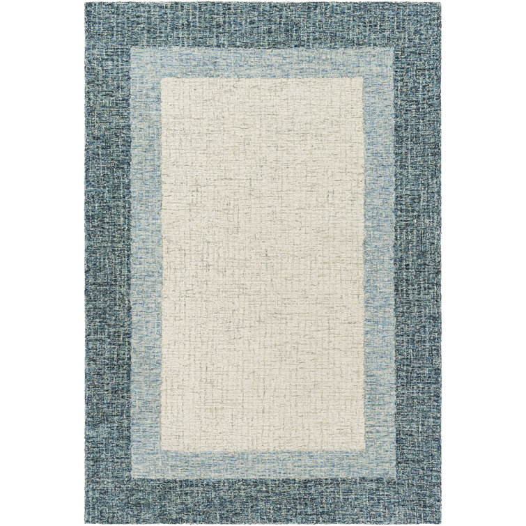 Blue and Beige Handmade Wool Tufted 6' x 9' Area Rug