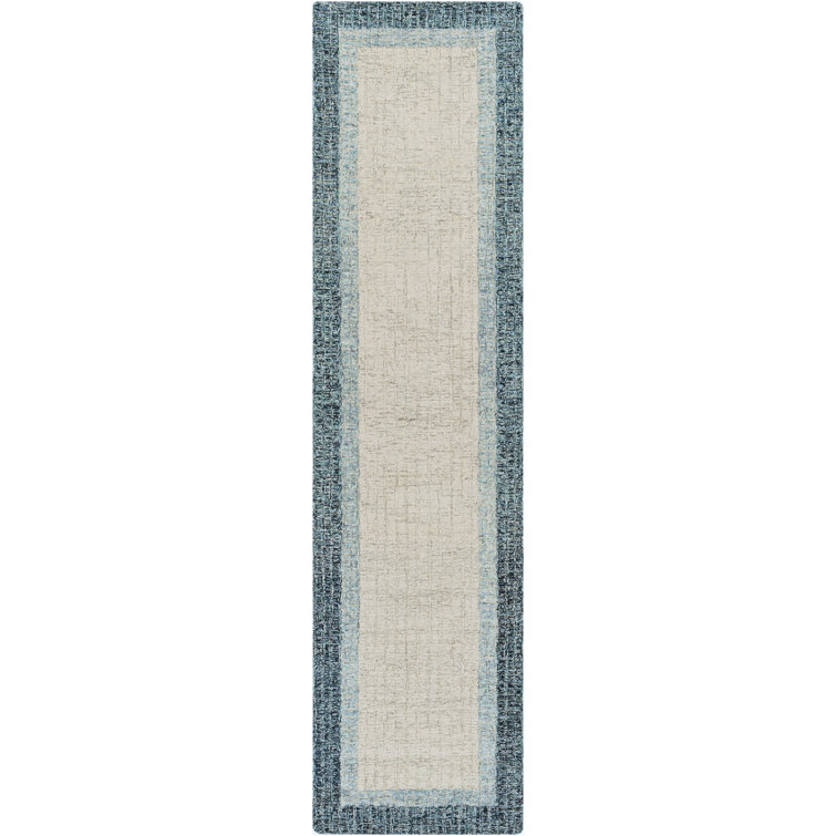 Blue and Beige Handmade Wool Tufted 6' x 9' Area Rug