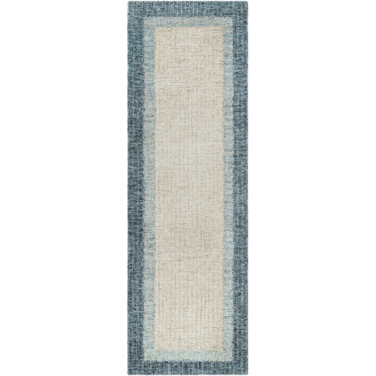 Blue and Beige Handmade Wool Tufted 6' x 9' Area Rug