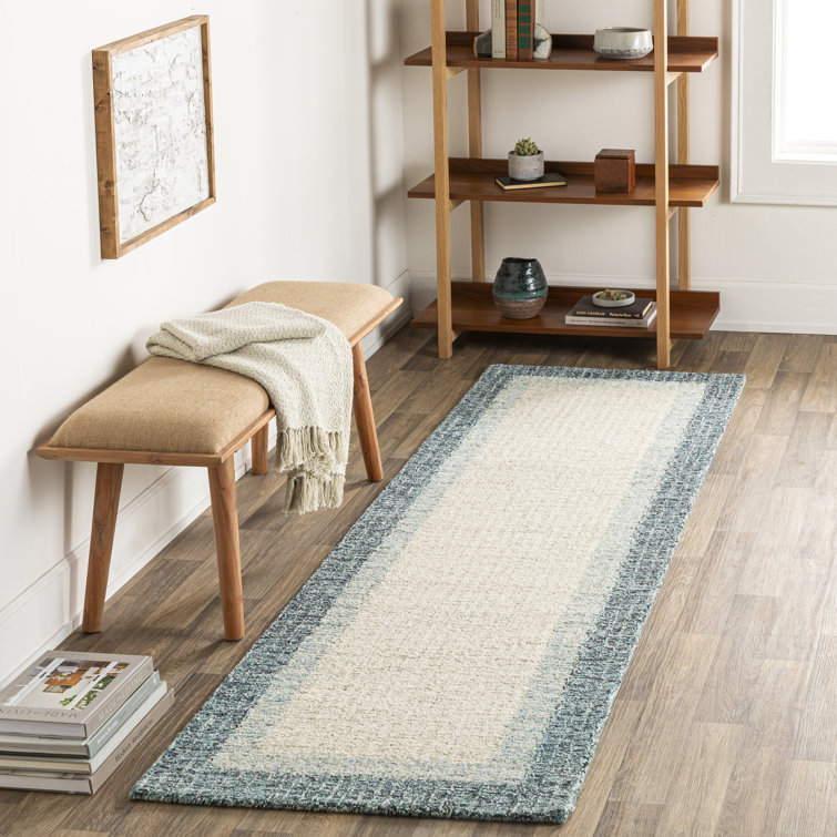 Blue and Beige Handmade Wool Tufted 6' x 9' Area Rug