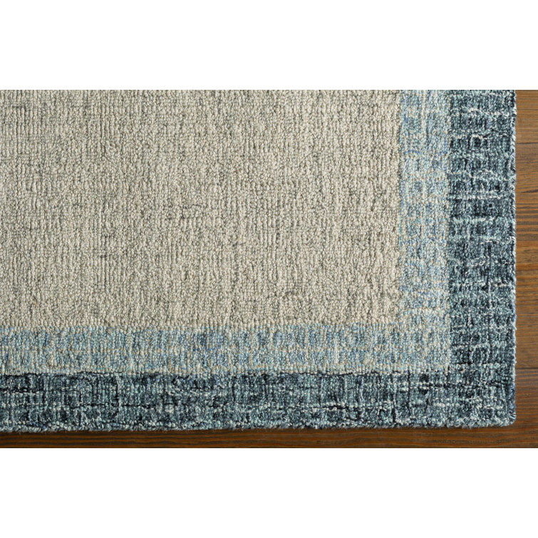 Blue and Beige Handmade Wool Tufted 6' x 9' Area Rug