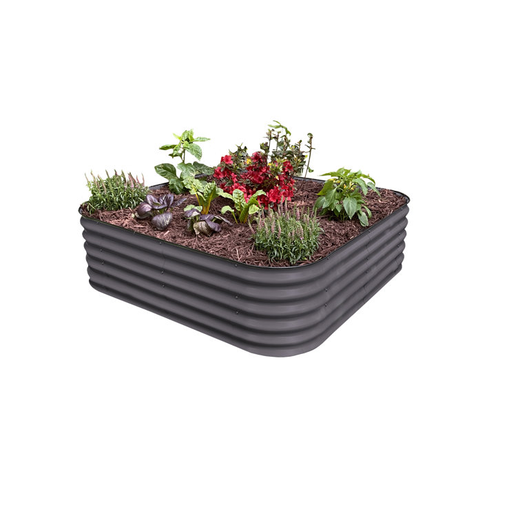 Slate Gray Modular Metal Raised Garden Bed Kit